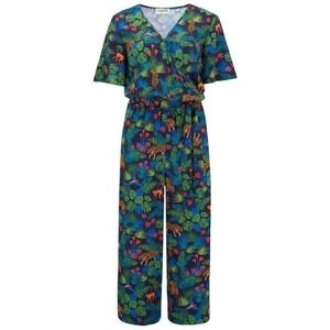 Sugarhill Brighton Jumpsuit Women's 4 Neme Jungle Wrap Front Short Sleeve Crop